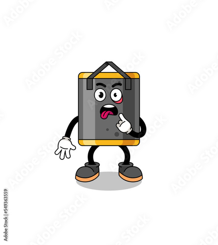 Character Illustration of punching bag with tongue sticking out