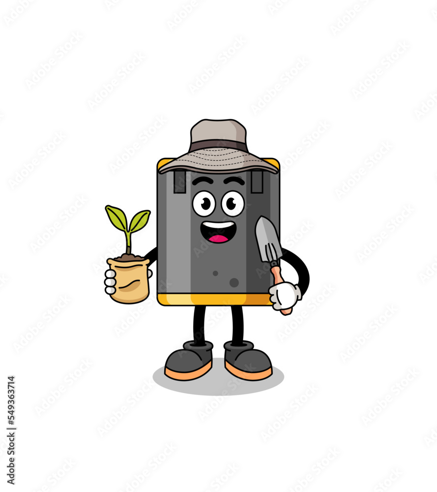 Naklejka premium Illustration of punching bag cartoon holding a plant seed