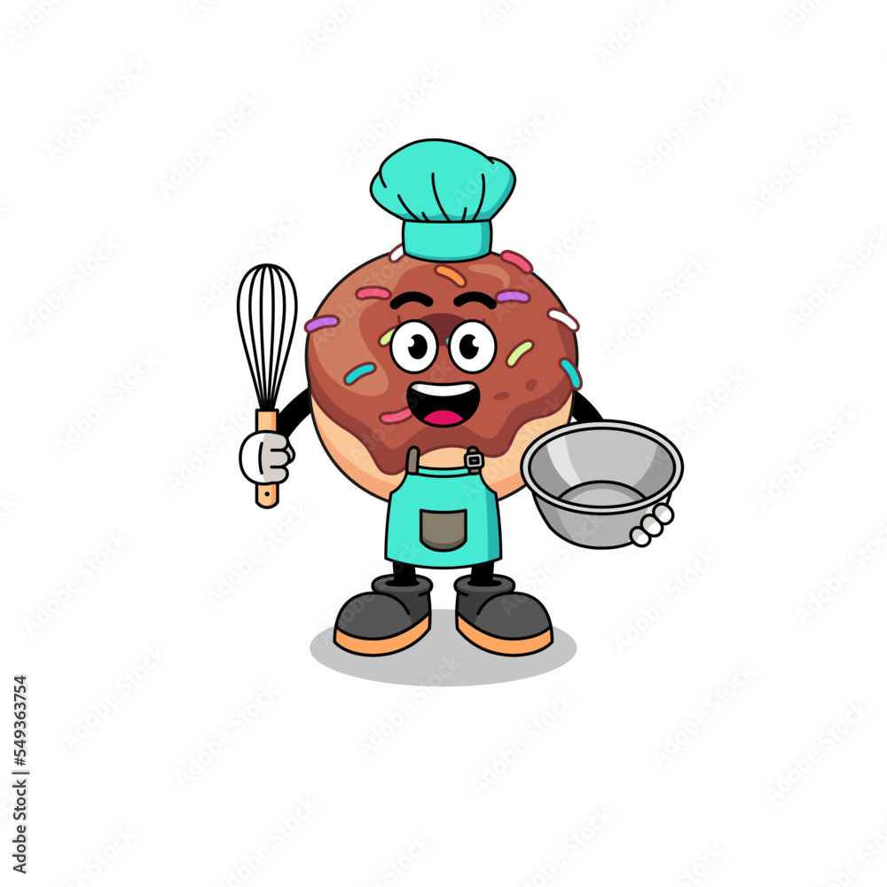 Illustration of donuts as a bakery chef Illustration of donuts as a bakery chef