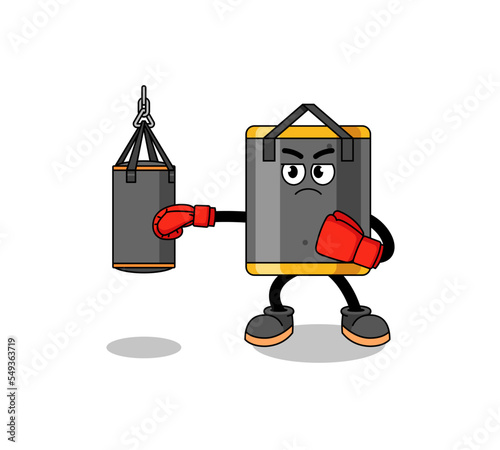Illustration of punching bag boxer