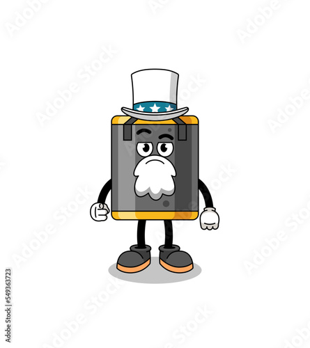 Illustration of punching bag cartoon with i want you gesture