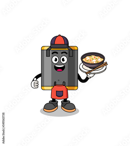 Illustration of punching bag as an asian chef