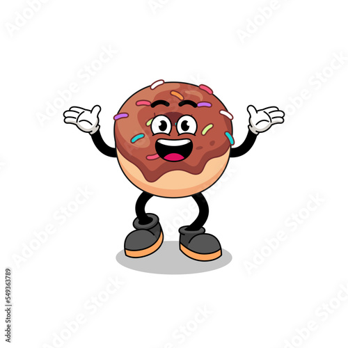 donuts cartoon searching with happy gesture