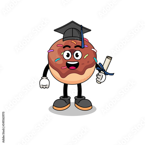 donuts mascot with graduation pose
