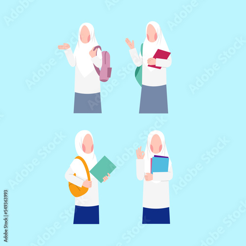 Set Of Indonesian Muslim Student Character