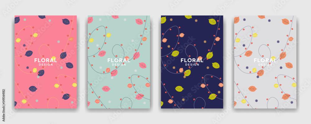 Template for notebook covers and pages with hand drawn flowers and abstract object with colorful background, It can be used for planner, diary, pocket journal.