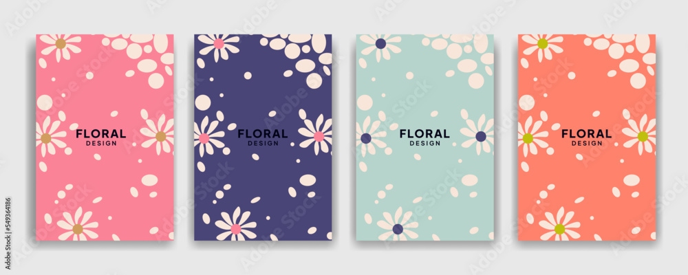 Template for notebook covers and pages with hand drawn flowers and abstract object with colorful background, It can be used for planner, diary, pocket journal.