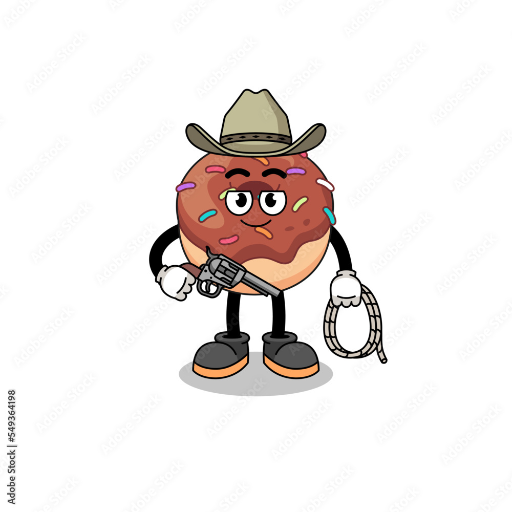 Character mascot of donuts as a cowboy Character mascot of donuts as a cowboy