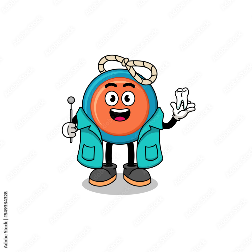 Illustration of yoyo mascot as a dentist