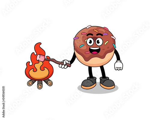 Illustration of donuts burning a marshmallow