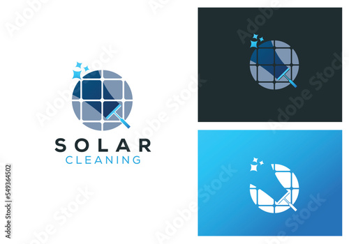 dirty solar panel cleaning service business logo icon