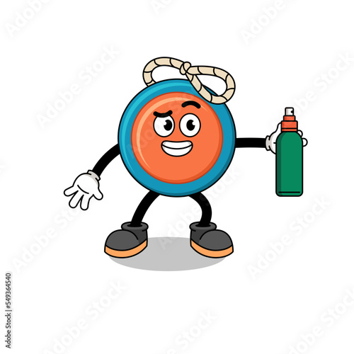 yoyo illustration cartoon holding mosquito repellent