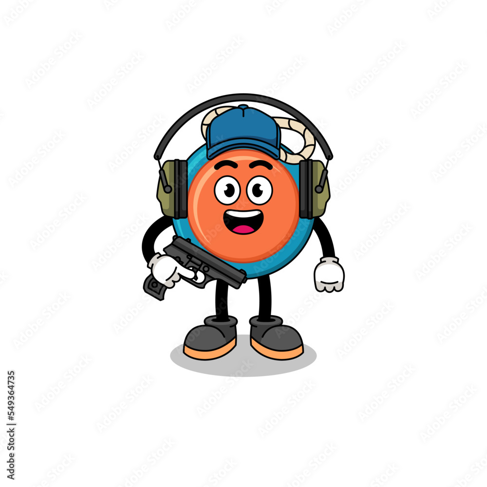 Character mascot of yoyo doing shooting range Character mascot of yoyo doing shooting range