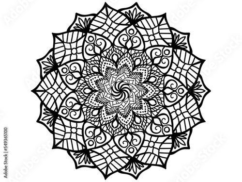 Mandala design hand drawn pattern for background wallpaper meditation coloring.