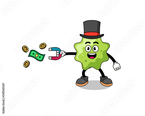 Character Illustration of splat catching money with a magnet