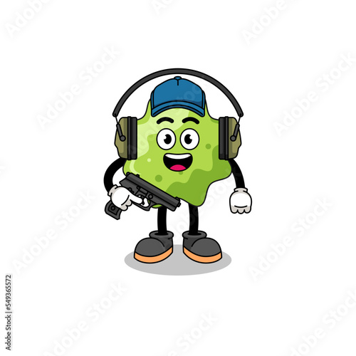 Character mascot of splat doing shooting range