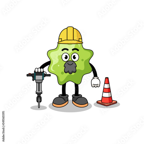 Character cartoon of splat working on road construction