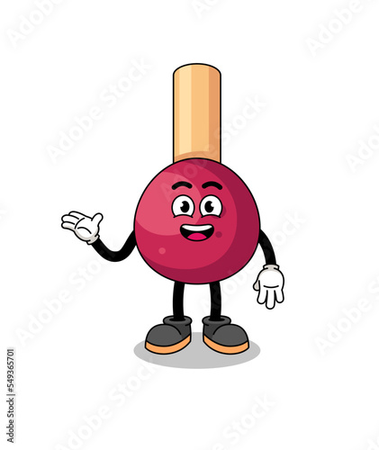 matches cartoon with welcome pose