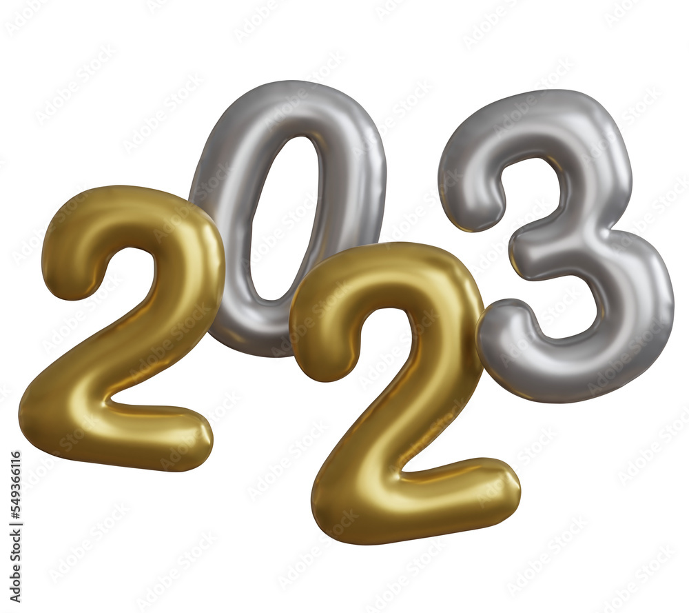 3D Realistic Gold and Silver Foil Balloons. Merry Christmas and Happy New Year 2023. 3D Realistic Gold and Silver Foil Balloons. Merry Christmas and Happy New Year 2023.