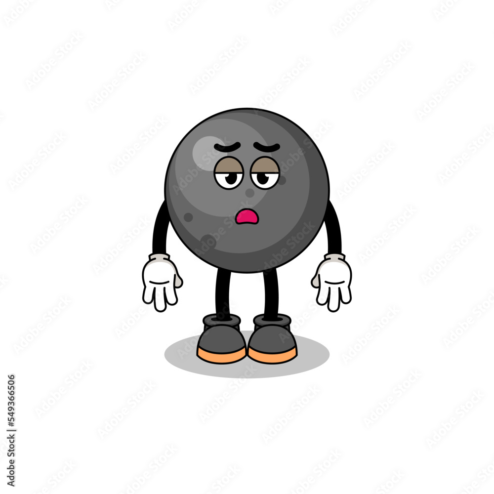 cannon ball cartoon with fatigue gesture cannon ball cartoon with fatigue gesture