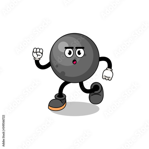 running cannon ball mascot illustration