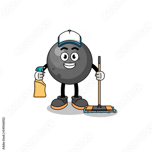 Character mascot of cannon ball as a cleaning services