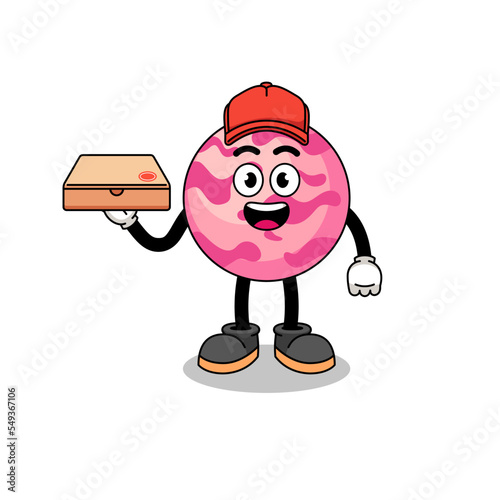 ice cream scoop illustration as a pizza deliveryman