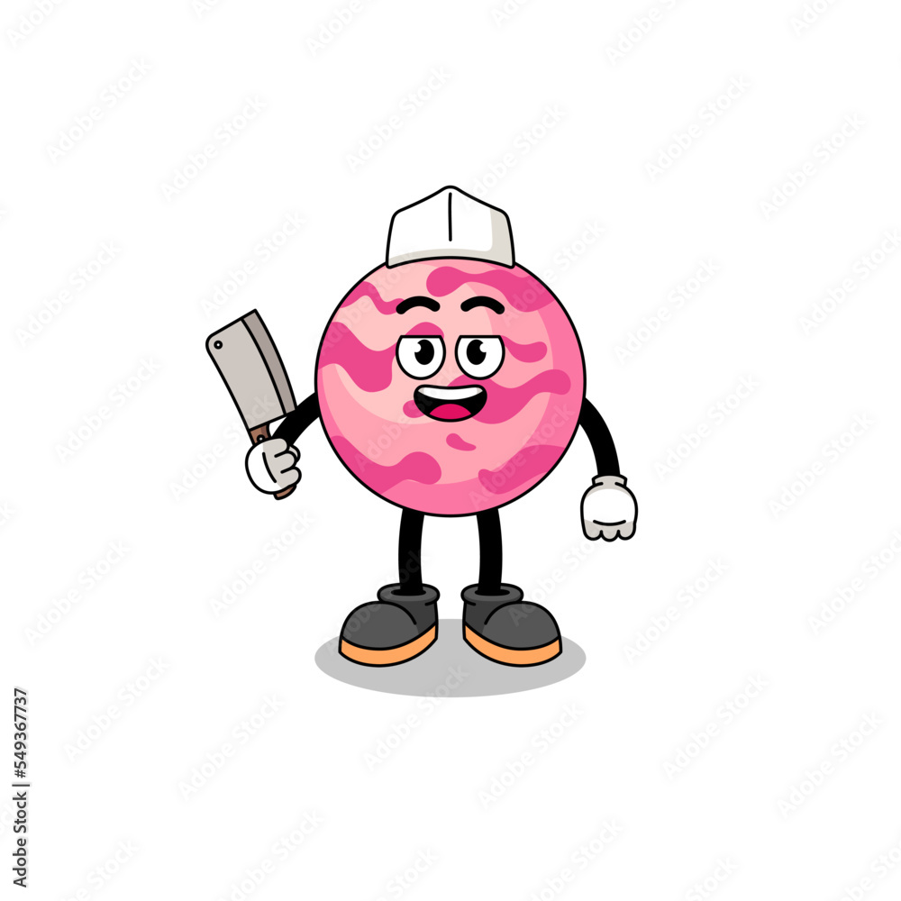 Mascot of ice cream scoop as a butcher Mascot of ice cream scoop as a butcher