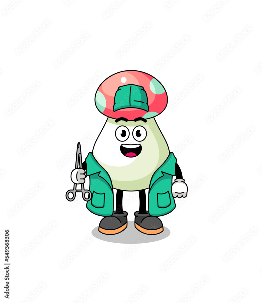 Illustration of mushroom mascot as a surgeon Illustration of mushroom mascot as a surgeon