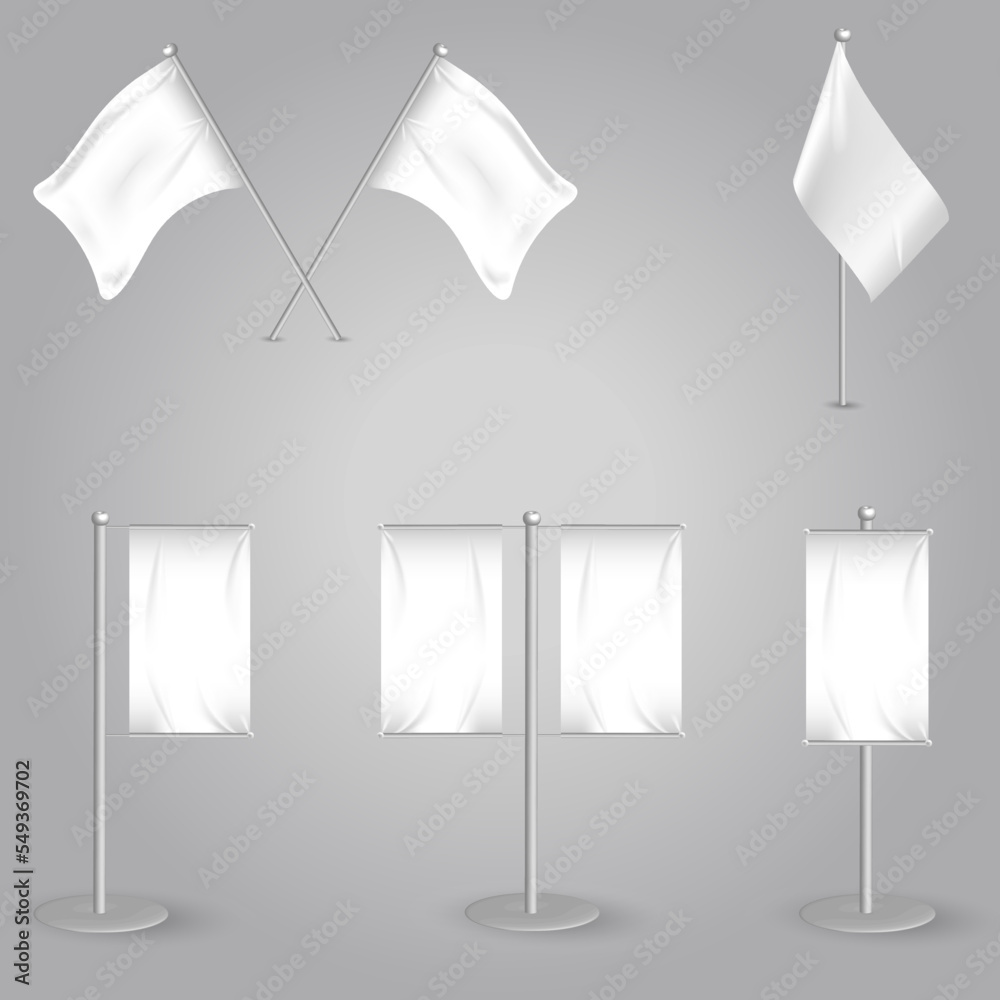 Various white flags and banners collection Stock Vector Adobe Stock