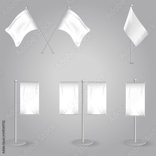 Various white flags and banners collection

