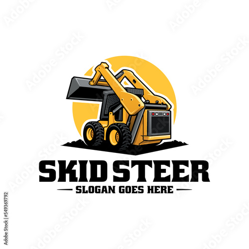skid steer heavy equipment illustration logo vector