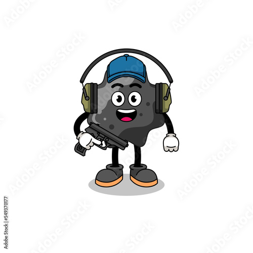 Character mascot of ink doing shooting range