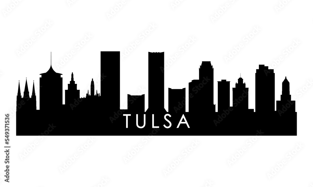 Tulsa skyline silhouette. Black Tulsa city design isolated on white background.