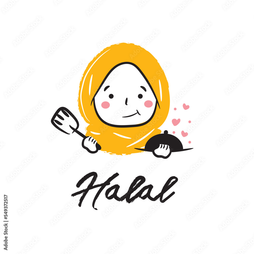 Cute muslim hijab girl chef character. Vector for your work Logo style.
Cute muslim hijab girl chef character. Vector for your work Logo style.