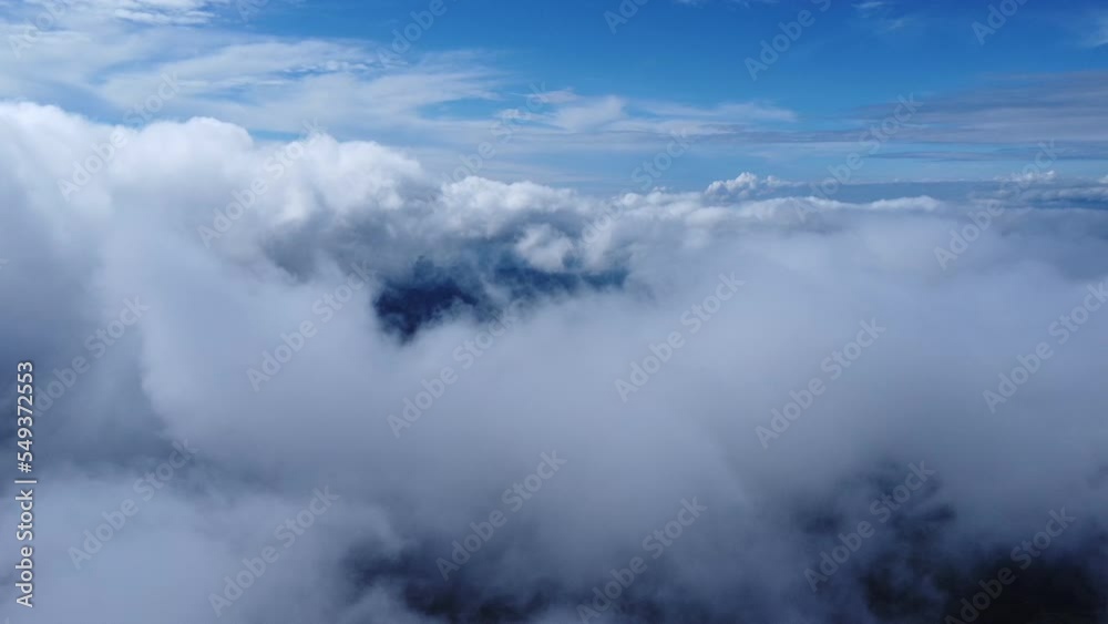 Time lapse of beautiful sky scenery with clouds in the morning. Aerial view of clouds above the blue sky with the sun shining. View of the sea of mist on the mountain top. Sky nature background. Time lapse of beautiful sky scenery with clouds in the morning. Aerial view of clouds above the blue sky with the sun shining. View of the sea of mist on the mountain top. Sky nature background.