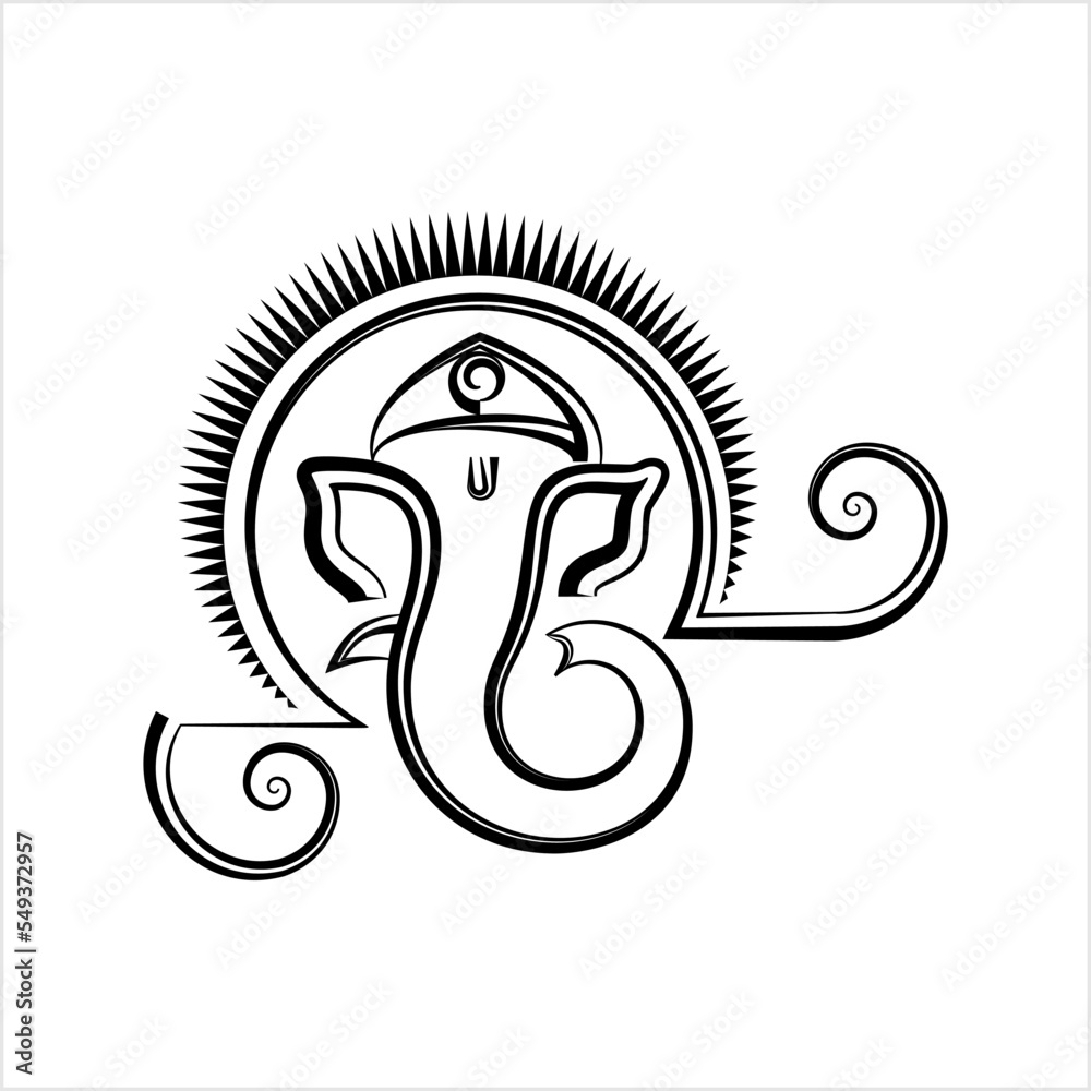 Fototapeta premium Ganesha The Lord Of Wisdom Calligraphic Style M_2211003