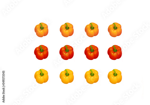 colored peppers on a white background. Multicolored bell peppers on a white background
