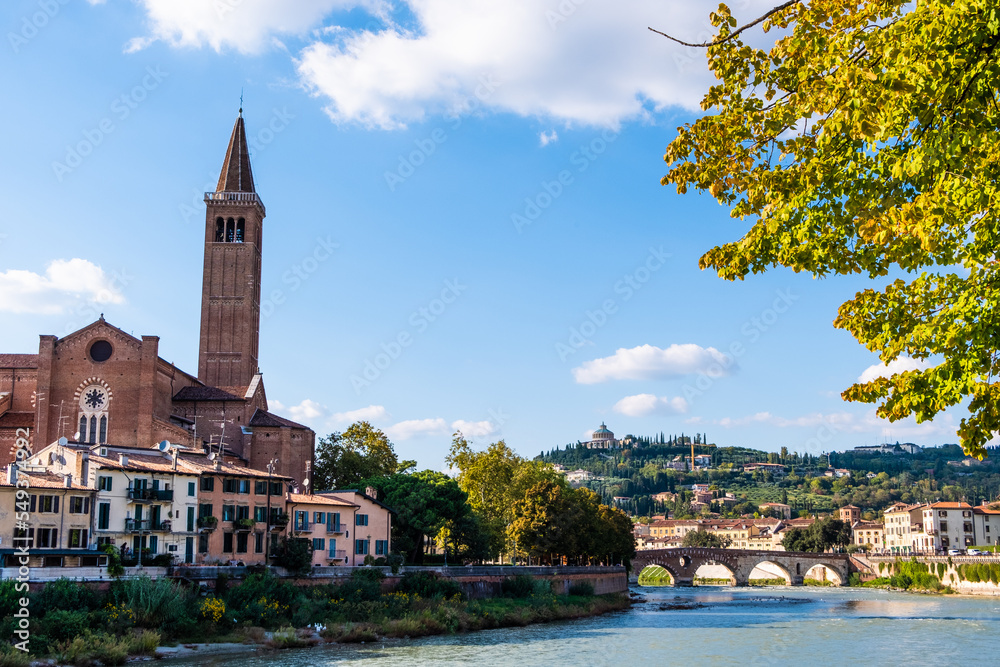 Beautiful serene view of ancient Verona city in Italy