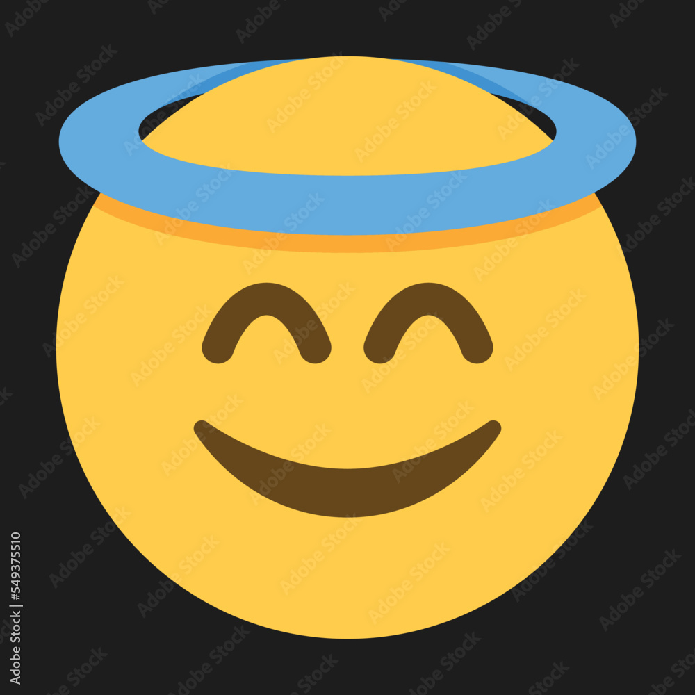 Smiling Face with Halo vector emoji. Isolated yellow face with smiling