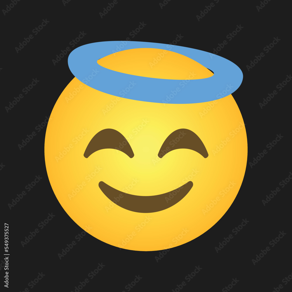 Smiling Face with Halo vector emoji. Isolated yellow face with smiling