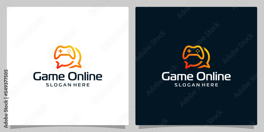 Fototapeta premium Joystick game logo design template with chat graphic design vector illustration. icon, symbol, creative.