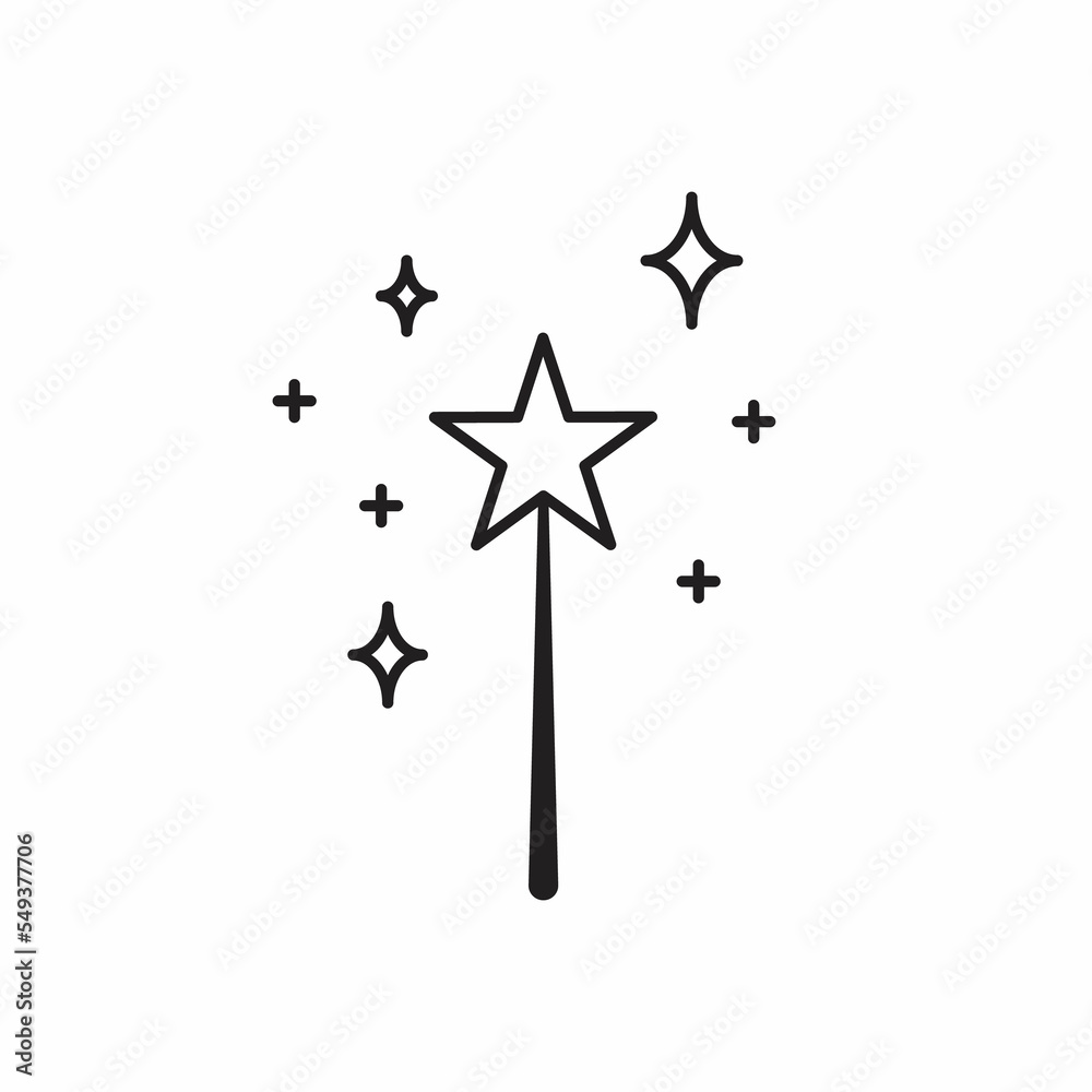 Magic wand outline icon. linear style sign for mobile concept and web design. Fairy wand simple line icon Magic wand outline icon. linear style sign for mobile concept and web design. Fairy wand simple line icon