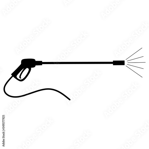 Pressure car wash vector isolated on white background. A good water gun tool is used for cleaning.