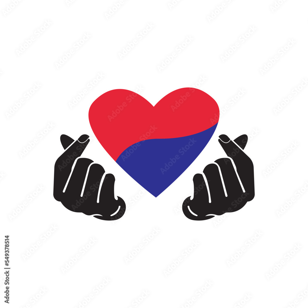 mini i love you hand ,korean heart finger i love you sign icon vector line art illustration sticker design social media