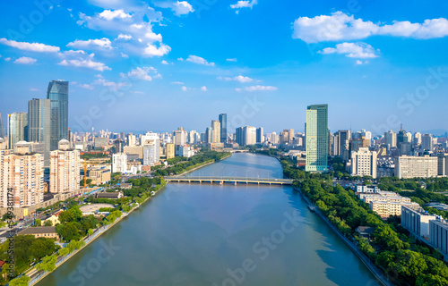Urban Environment of Yuyao River Section at Sanjiangkou  Ningbo  Zhejiang Province  China