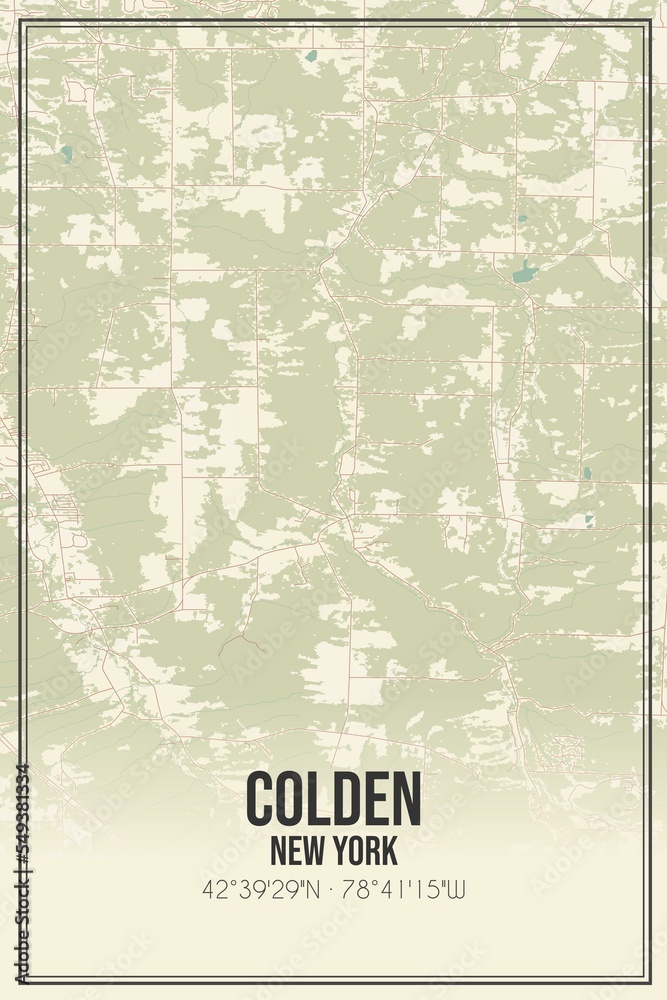 Retro US city map of Colden, New York. Vintage street map.