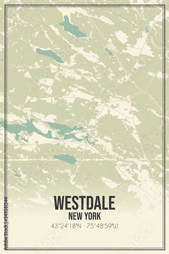 Retro US city map of Westdale, New York. Vintage street map. photo