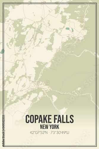Retro US city map of Copake Falls, New York. Vintage street map. photo