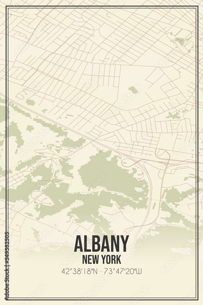 Fototapeta premium Retro US city map of Albany, New York. Vintage street map.